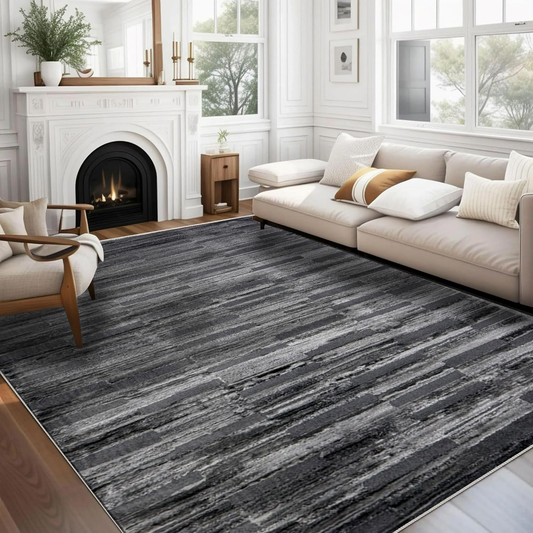 Covor, Davina, Negru/Gri, Living, Dormitor, Modern - 03352A