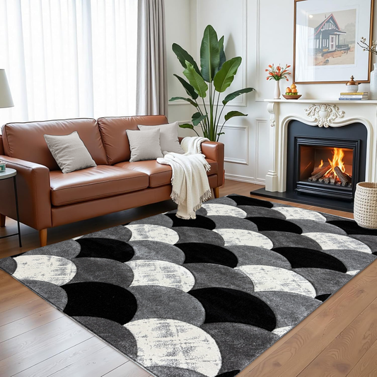 Covor, Camelia, Gri/Negru, Living, Dormitor, Modern - 02502A