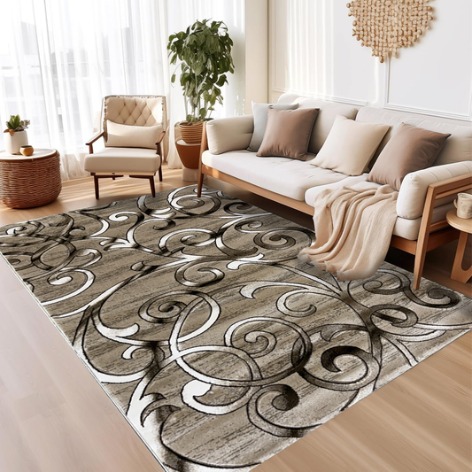 Covor, Marco Exclusive, Bej/Maro, Living, Dormitor, Floral - 01907A