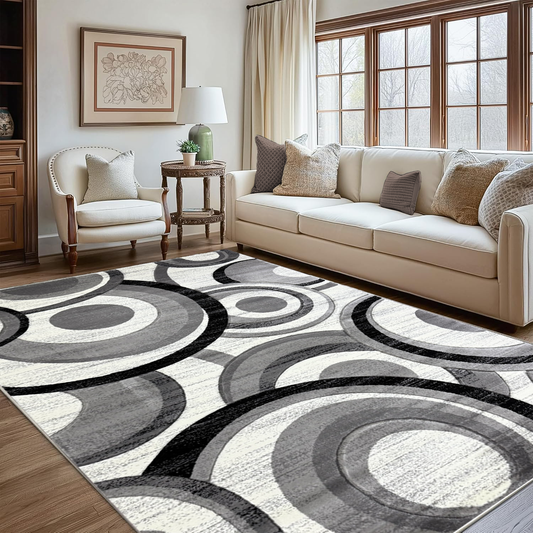 Covor, Polo, Negru/Gri, Living, Dormitor, Modern - 02708A