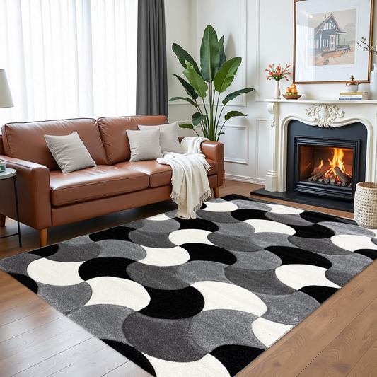 Covor, Camelia, Negru/Gri, Living, Dormitor, Modern - 02501A