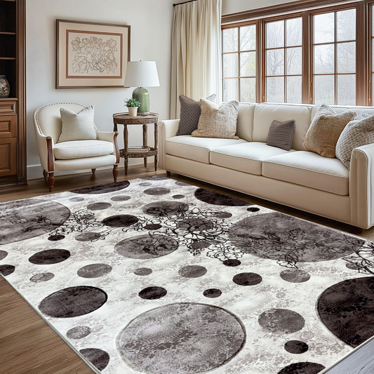 Covor, Polo, Vizon/Crem, Living, Dormitor, Floral - 02703A