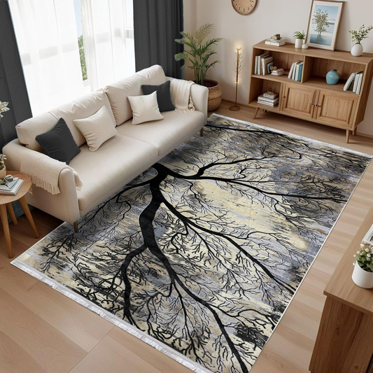 Covor, Queen, Bej/Gri, Living, Dormitor, Modern - 02851A