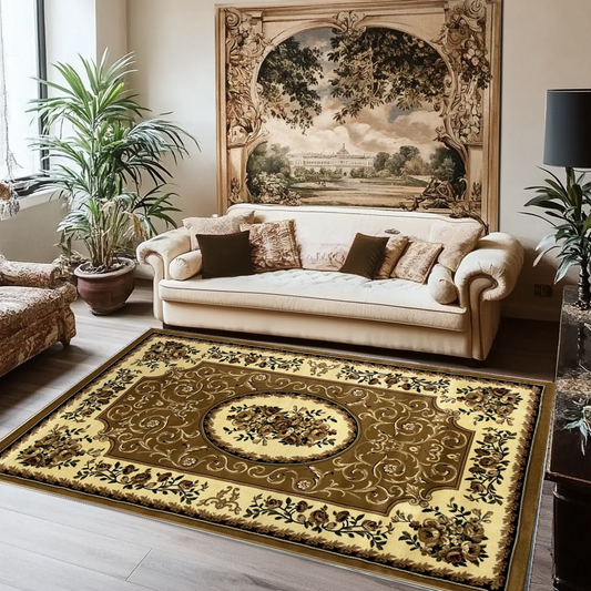 Covor, Clasic, Crem/Mustar, Living, Dormitor, Floral - 01911A