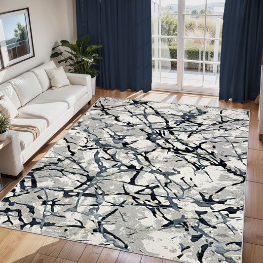 Covor, Palermo, Albastru/Galben, Living, Dormitor, Modern - 02356A