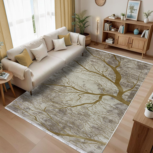 Covor, Queen, Bej/Gold, Living, Dormitor, Modern - 02851A