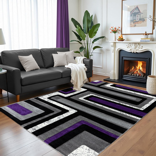 Covor, Camelia, Lila/Gri, Living, Dormitor, Modern - 01208D