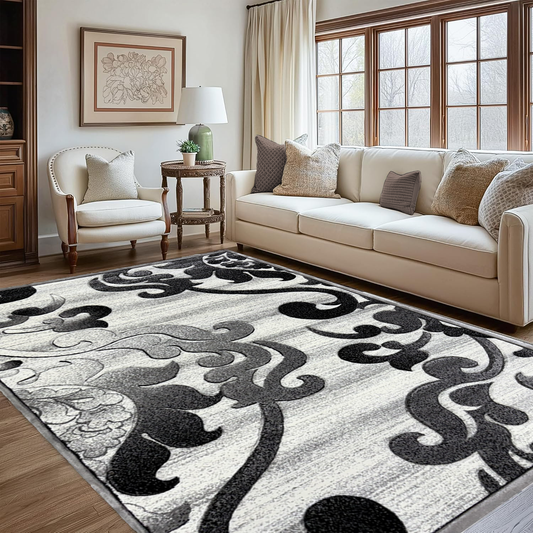 Covor, Polo, Gri/Gri, Living, Dormitor, Floral - 02704A