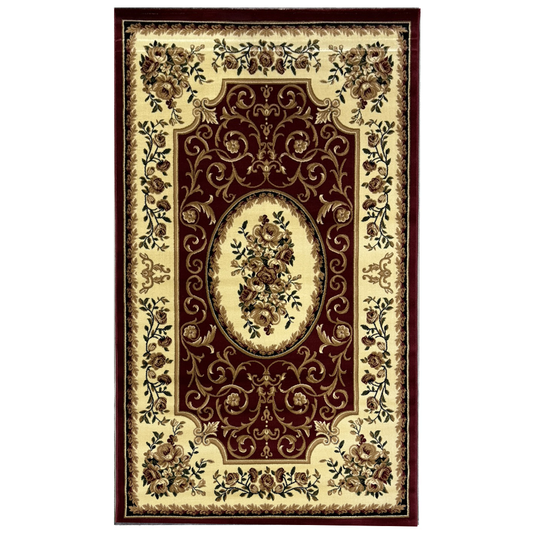 Covor, Clasic, Crem/Bordo, Living, Dormitor, Floral - 01911A